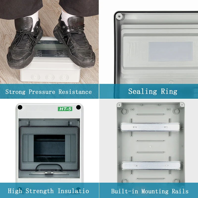 HT-5/8/12/15/18/24 Plastic Distribution Box Waterproof MCB Box Panel Installation Distribution Waterproof Junction