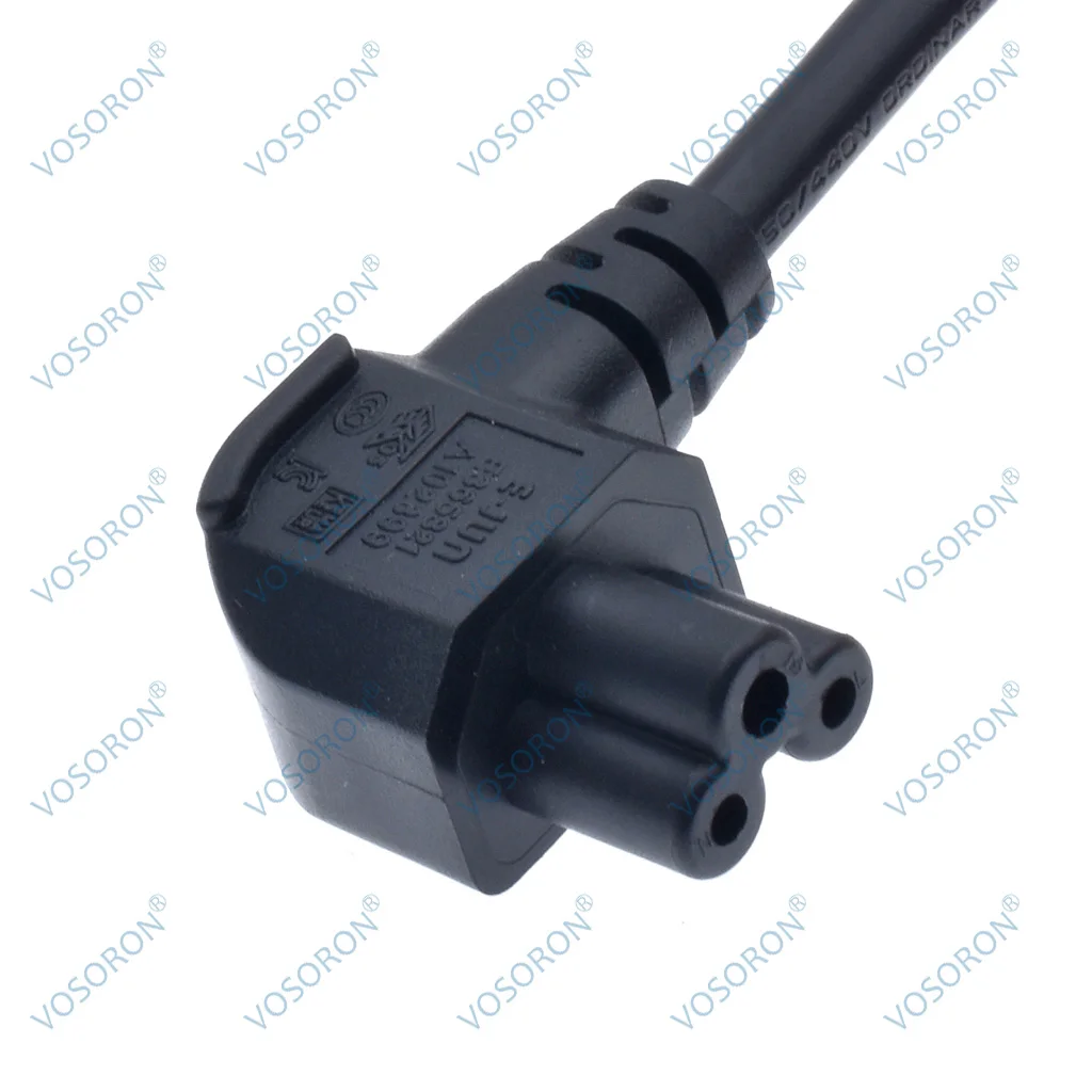 호주 AS3112 남성형에서 IEC320 C5 여성형으로 변환하는 앵글형 전원 연장 코드 H05VV - F 3G*0.75mm²