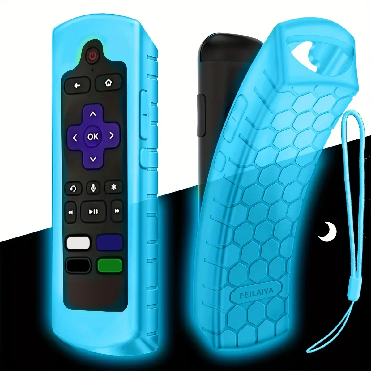 Luminous Silicone Universal Remote Control Cover Set with Hanging Rope