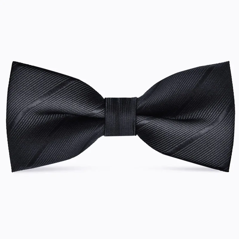 Men's Pure Color Striped Double Bow Tie - Elegant Fashion Accessory