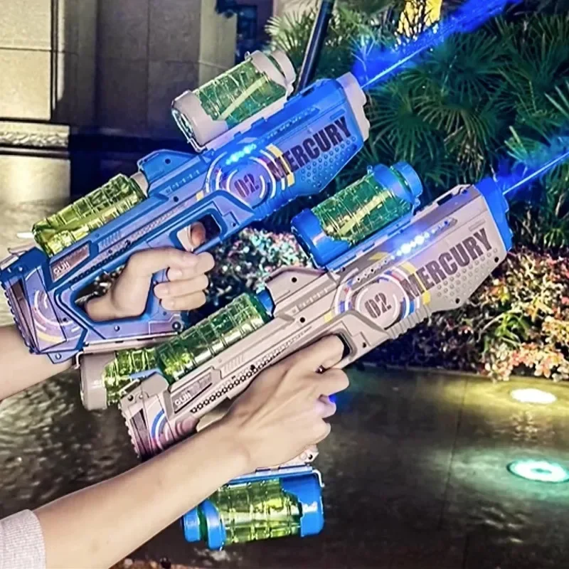 Fully Automatic Water Gun Continuous Water High Capacity Lighting and Sound Effects Outdoor Water Playing Toy for Kid Mercury M2 4
