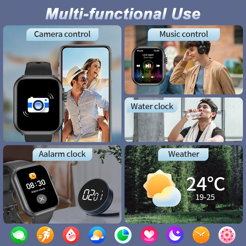 LIGE New 1000mAh Battery Smart Watch Bluetooth Call Men Women Heart Rate 100+Sport HD Bluetooth Call IP68 Waterproof SmartWatch