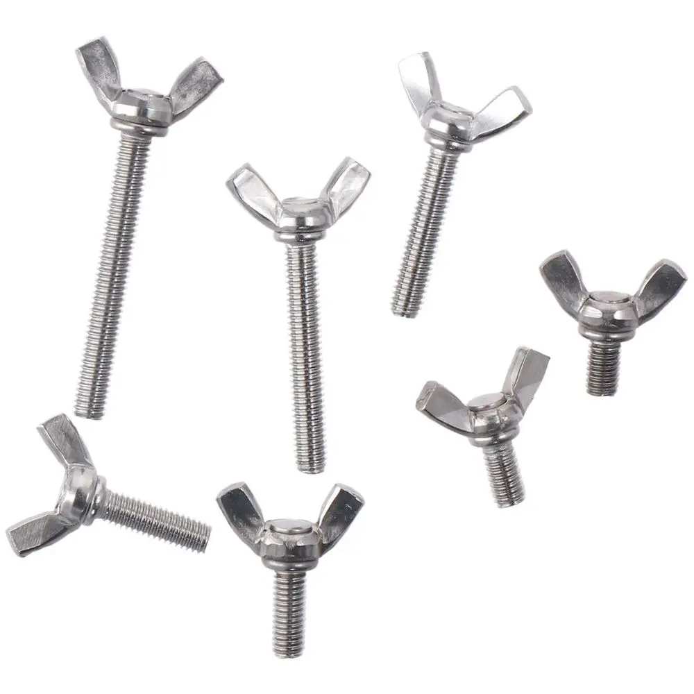 

50Pcs Stainless Steel Wing Nuts and Bolts 7 Sizes M6 Wingnuts Butterfly Bolts Industrial and Construction Fasteners