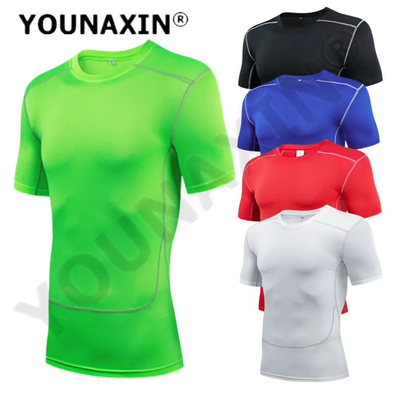 

Men Short Sleeves T-Shirts Base Layer Basketball Cycling Sports Tights Gym Fitness Training Jogger Running Top Sportswear