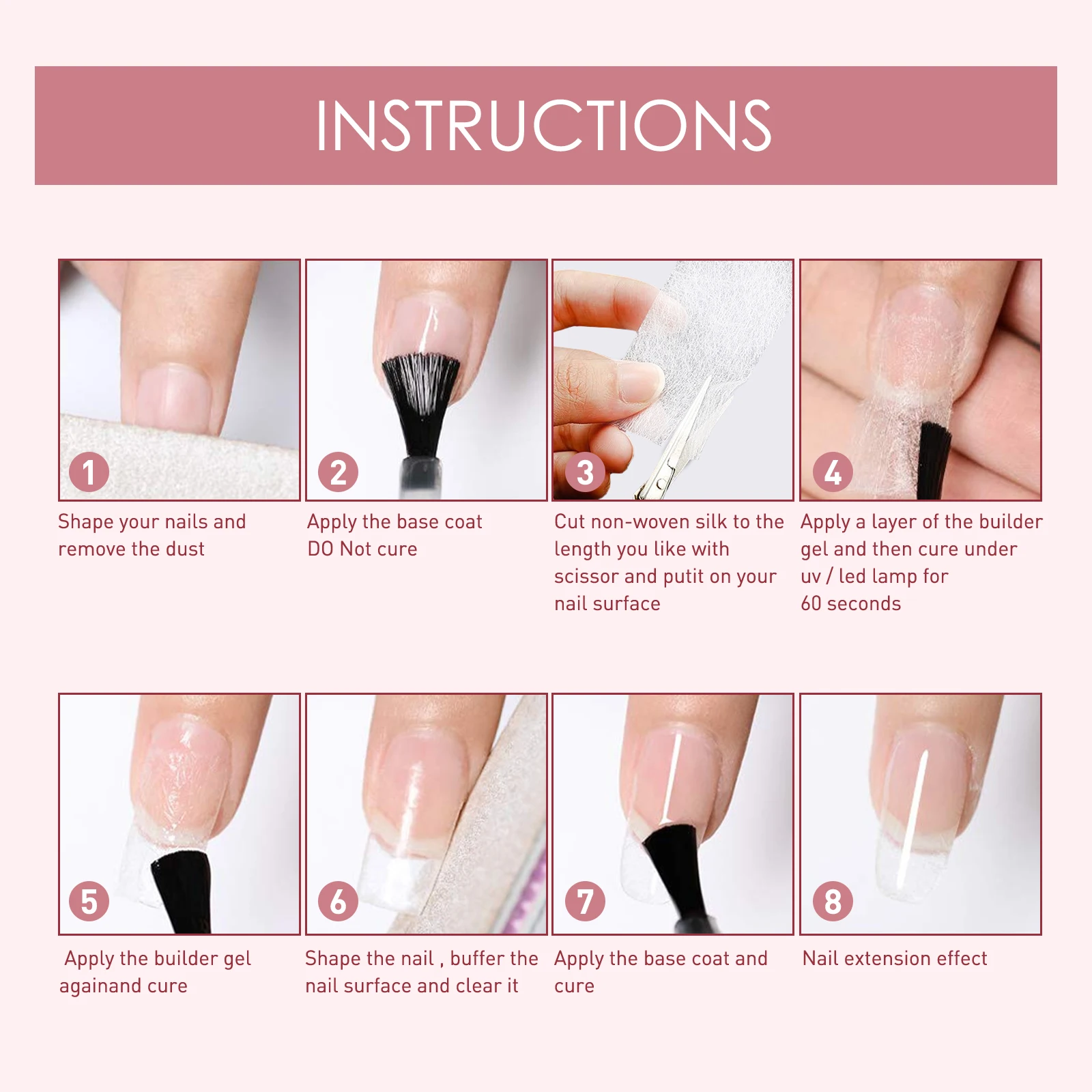 Solid Nail Glue Gel Strong Adhesive Nail Extension Silk Fiberglass Non-woven Cracked Repair UV Gel Harmless for False Tips