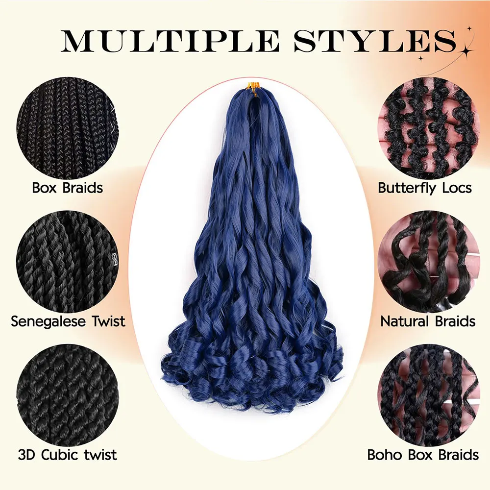 French Curly Braiding Hair 22Inch Synthetic Curly Braiding Hair Pre Stretched Loose Wavy Curl Braiding Hair Extensions For Women 5