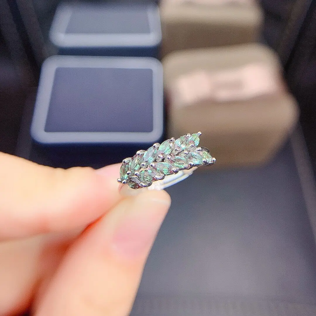 

2x4mm Lab-grown Alexander Gemstone ring for women 925 Sterling Silver Horse-eye shaped luxury ring fine Jerve Reilly