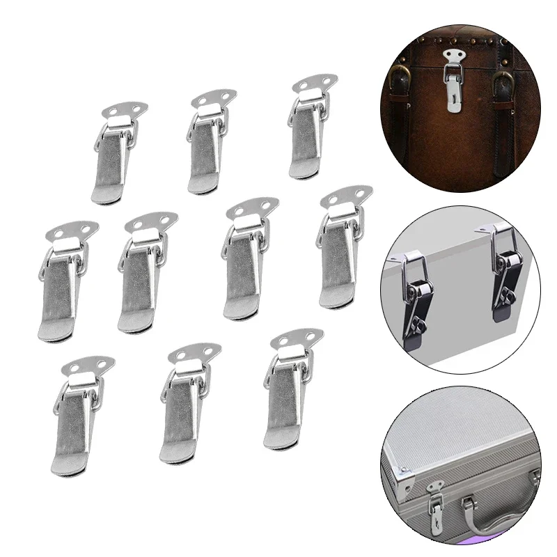 

10Pcs Cabinet Box Locks Spring Loaded Latch Catch Toggle Locks Tension Lock Claps For Sliding Door Window Furniture Hardware