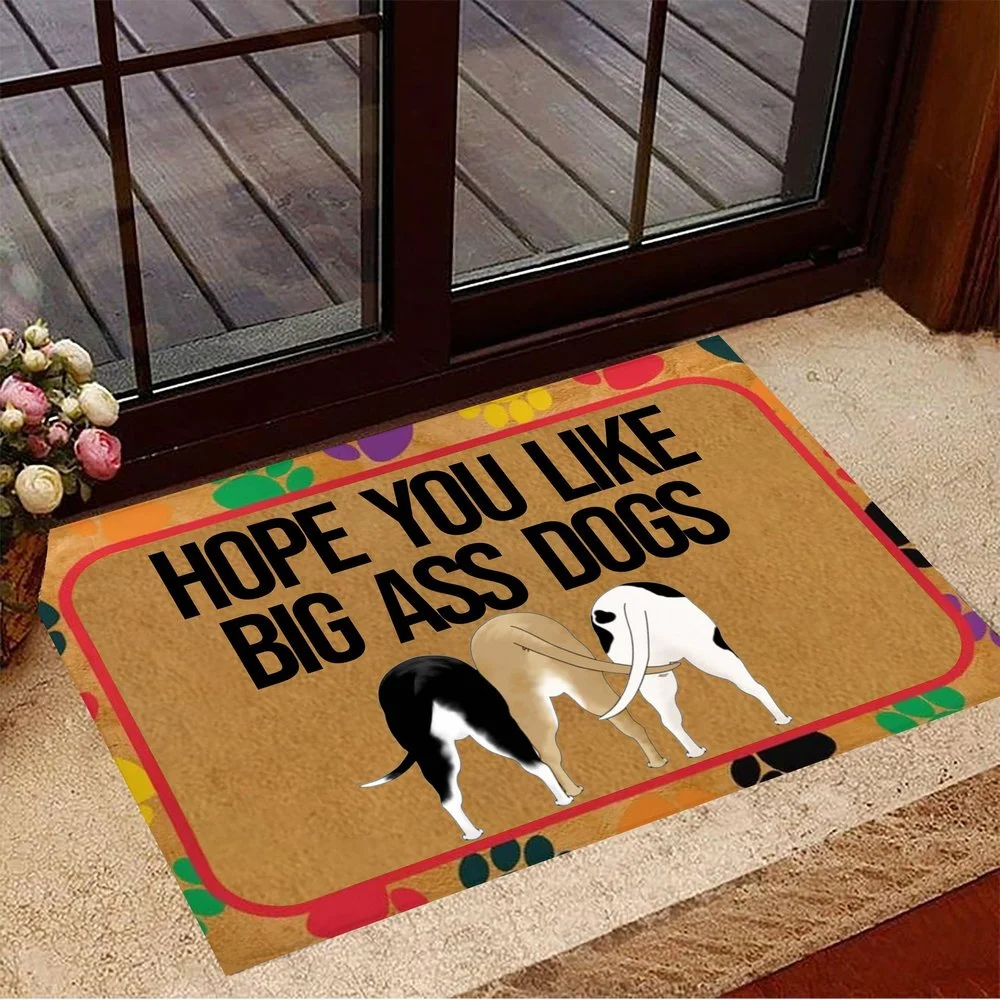 

CLOOCL Doormat Pitbull Hope You Like Big Ass Dogs Doormat Funny Dog Welcome Mat for Pitbull Dog Owners 3D Carpet Mat Home Decor