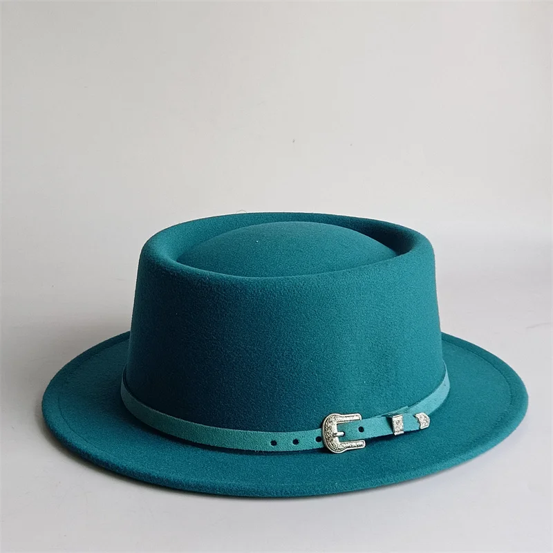 Vintage Pork Pie Hut für Männer, breite Krempe, Filz, schwarzes Fedora, Kirche, Jazz, Band, Trilby, Panama, Gangster, Kappen, Gentleman-Stil – Detail 19