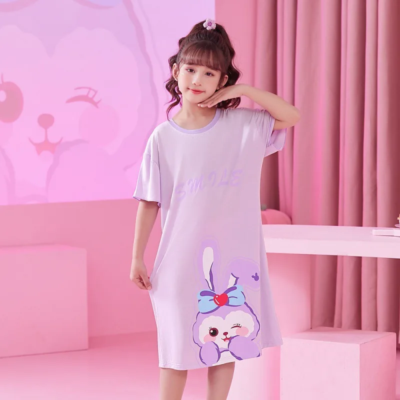 Girls' Summer Modal Short Sleeves Pajamas for Children Sleeping Sleepwear Children Robe Children's Clothing Mother Kids