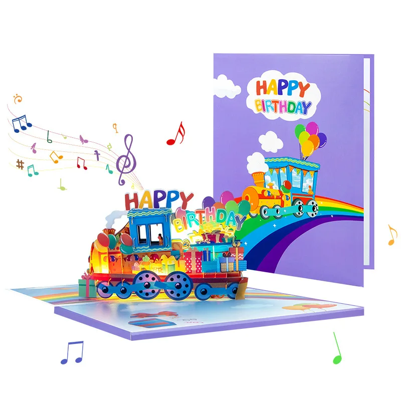 Birthday Card with Music & Light, Musical Birthday Pop Up Card, 3D Music Card