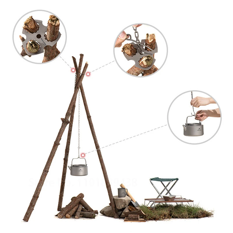 Naturehike Tripod Titanium Campfire Hanger Pot Tripod Bushcraft