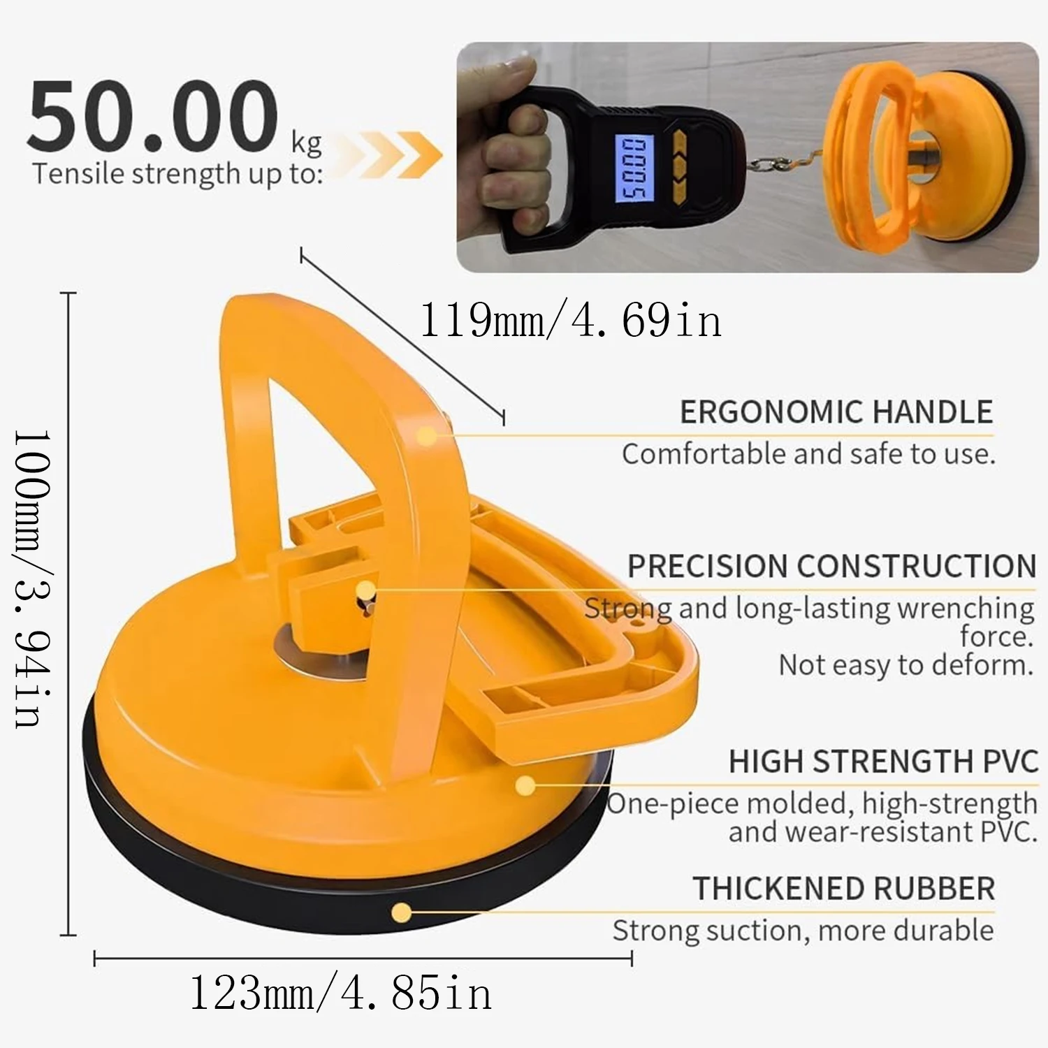 Suction Cup Lifter Handheld Lifting Clamp Glass Puller Strong Grip Vacuum Lifter Tile Lifting Tool Suction Handling Tool