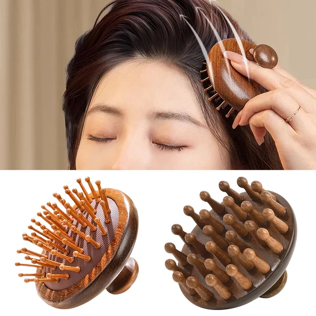 Wooden Massage Comb Anti-static Wide Tooth Hair Brush Meridian Relax Scalp Body Massager Neck Scraping Sandalwood Massage Comb