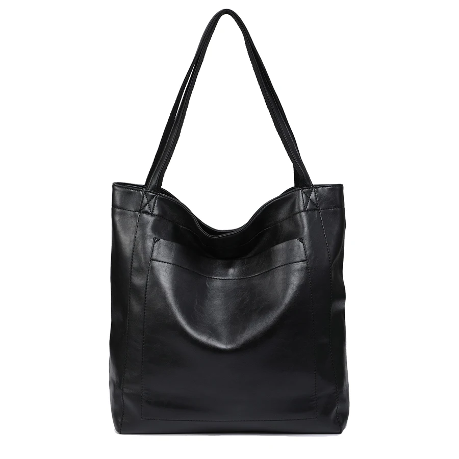 Freizeit-Einkaufstasche mit großer Kapazität, Handtasche aus weichem Leder für Damen, Umhängetasche für Damen, Retro-Einkaufstasche aus Öl wachs leder – Detail 2