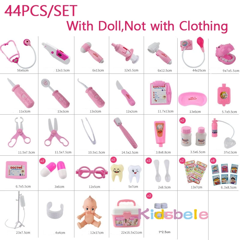Medical Toy Kids Doctor Pretend Role Play Kit 44PCS Simulation Dentist Box Girls Educational Game Toys For Children Stethoscope 3