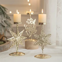 Christmas Golden Wrought Iron Candlestick Star Elk Christmas Tree Candle Holder Merry Christmas New Year Table Decoration 3