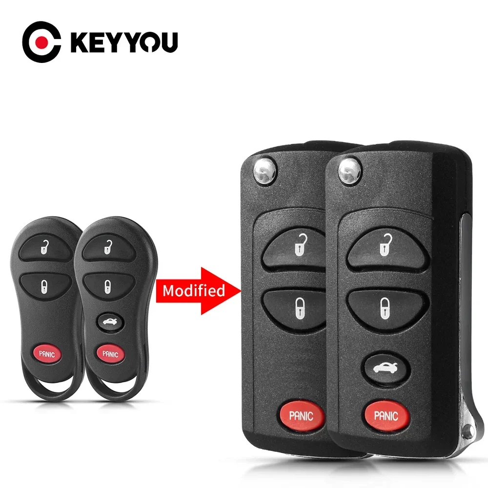 

KEYYOU 3/4 кнопочный модифицированный складной Автомобильный ключ для Chrysler Dodge Stratus Ram Durango Dakota Jeep Grand Cherokee shell