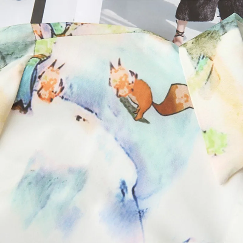 Women's Vintage Printed Shirt, Long Sleeve Blouses, Mid-Length, Autumn, Plus Size, 8261