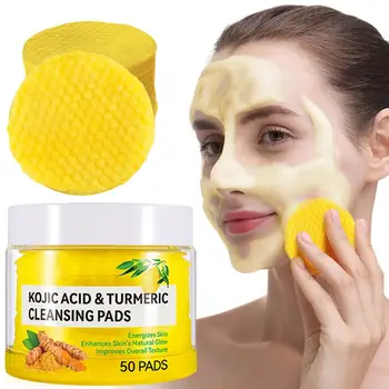 Turmeric Kojic Acid Cleansing Pads Exfoliating Pads Facial Sponges For Cleansing Exfoliating Daily Cleansing Skin Care Tools