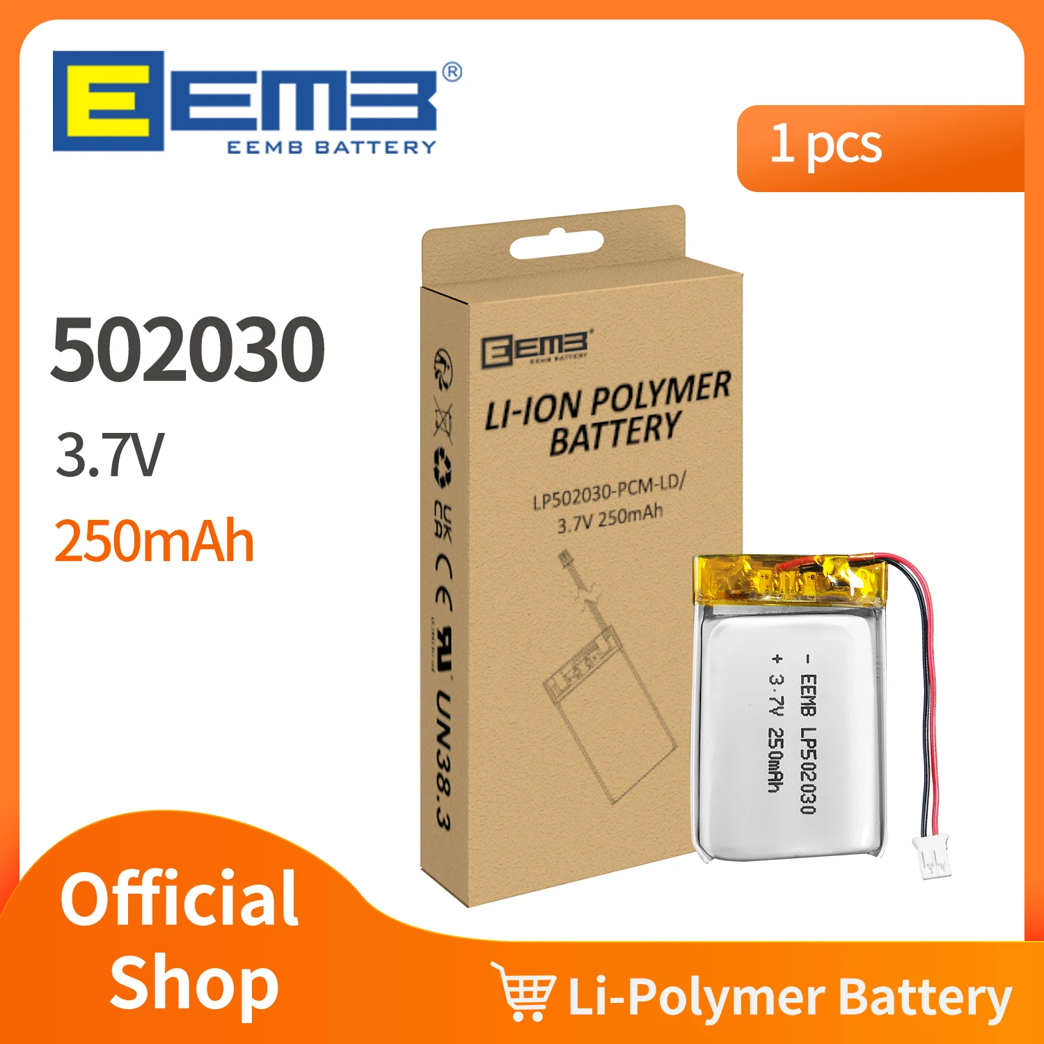 EEMB 3.7V Battery 150mAh 500mAh 800mAh 1000mAh 1500mAh 2000mAh 3.7V Rechargeable Lithium Polymer Battery Pack