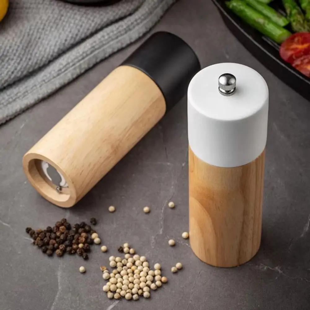 Ceramic Core Wooden Spices Grinder Large Capacity Adjustable Manual Salt Mills Refillable Comfortable Hand Grinding Tool