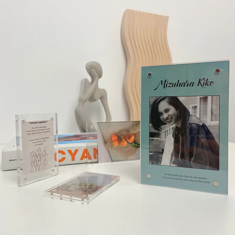 Photo Frame Nordic Acrylic Photo Frame Clear Idol Photocard Holder Photo Card Displayer Transparent Magnetic Frame Home Desktop Decor