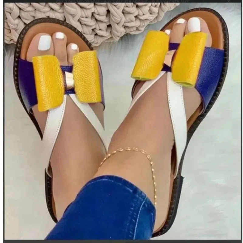 

Female Shoes on Sale 2024 Brand Summer Women's Slippers Mixed Colors Open Toe Low-heeled Large Size Light Roman Slippers Women