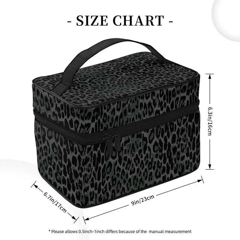 Black Leopard Makeup Organizer Bag for Travel Women Vertical Storage Multifunctional Cosmetics Toiletry Bag for Skincare 5
