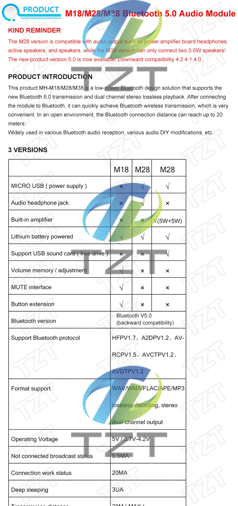 TZT 1/3PCS MH-MX8 MP3 Decoder Board Bluetooth 5,0 Audio Modul Verlustfreie Stereo DIY Refit Lautsprecher Hohe fidelity HIFI – Detail 2