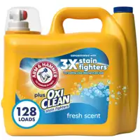 Fresh scent laundry detergent with 128 washes and an advanced formula that effectively removes tough stains and odors