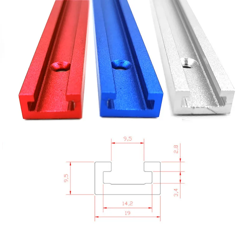 Woodworking T Track 300-800MM Woodworking Chute Rail T-track T-slot Miter Track Jig T Screw Fixture Slot 19x9.5mm Table Saw Router Table DIY Tools