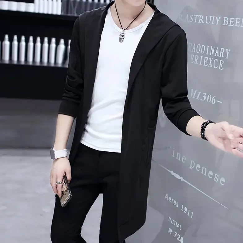 Korean Style Medium-length Trench Coat For Boys Spring Autumn Youthful Slimming Top Student Manteau Jacket Casual Scene trench coat casual men jacket