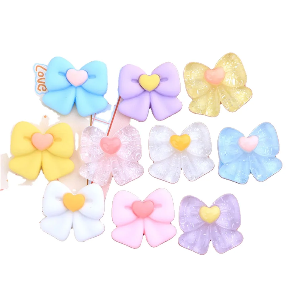 

Colorful Resin Heart Bowknot Flatback Cabochon DIY Jewelry Phone Nail Art Decoration