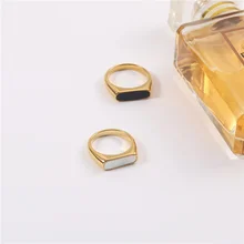 

Shell Finger Korean Ring Enamel Stainless Steel Gold Plated Rings Moda Mujer Women Accessorie Designer Fashion Wholesale Jewelry