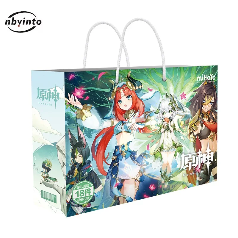 New Genshin Impact Lucky Bag Venti Zhongli Albedo Figure Postcard Poster Bookmark Collection Bag Toy Birthday Gifts