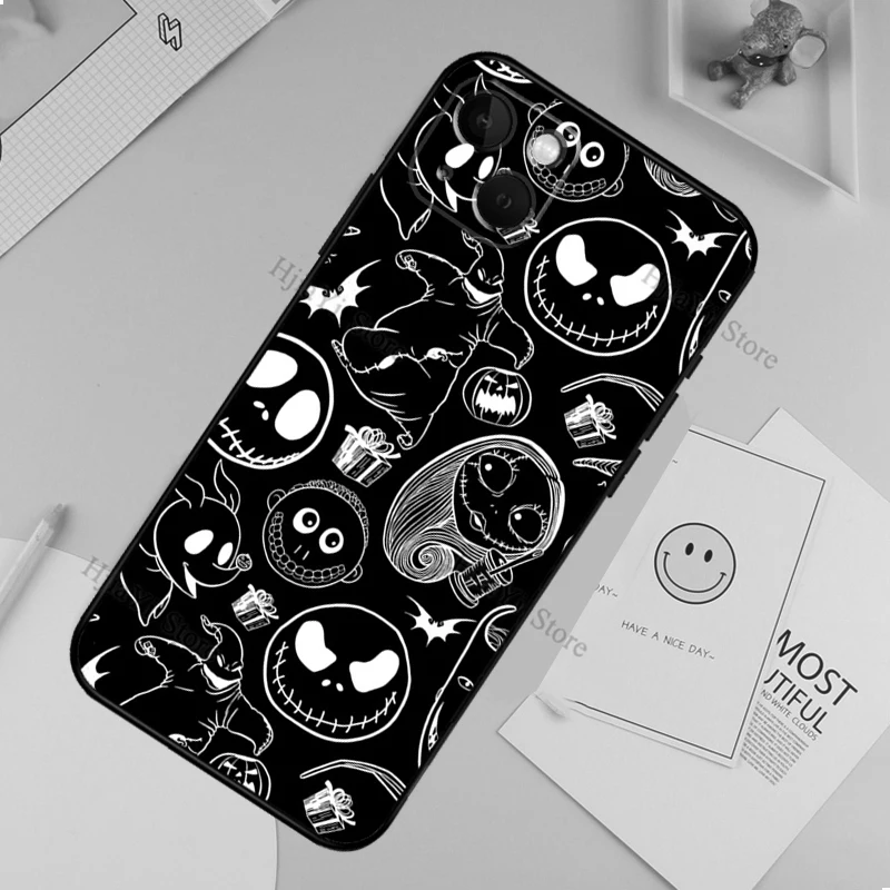 Gothic Romance Halloween Phone Case featuring Jack and Sally Design