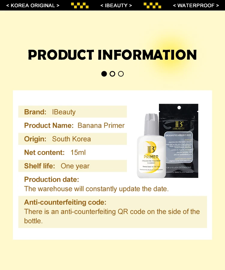 Korea Original IBeauty Primer Kleber für Wimpernverlängerungen 15 ml Professioneller IB Clear Bananenduft Falscher Wimpernkleber Lieferanten – Detail 7