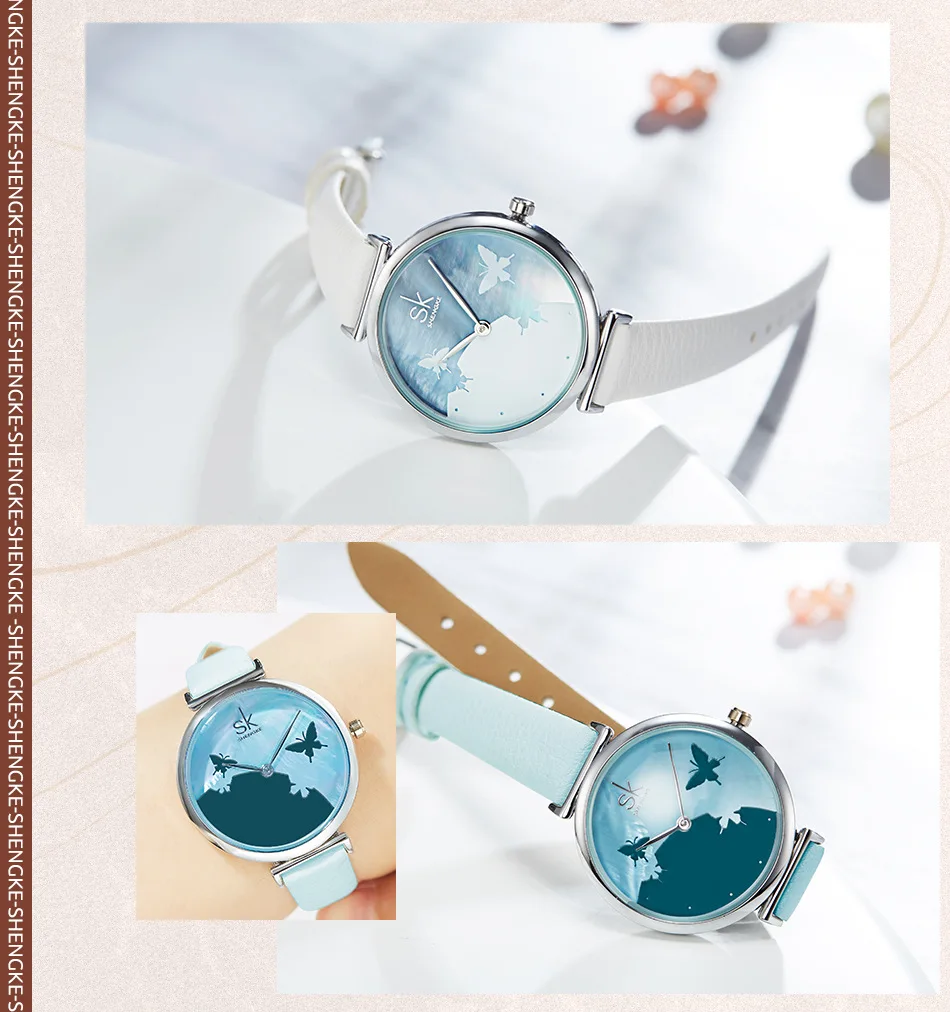 

Female Watches Women Watch Romantic Rural Dial Leather Watchband Lady Clock Casual Quartz Wristwatch