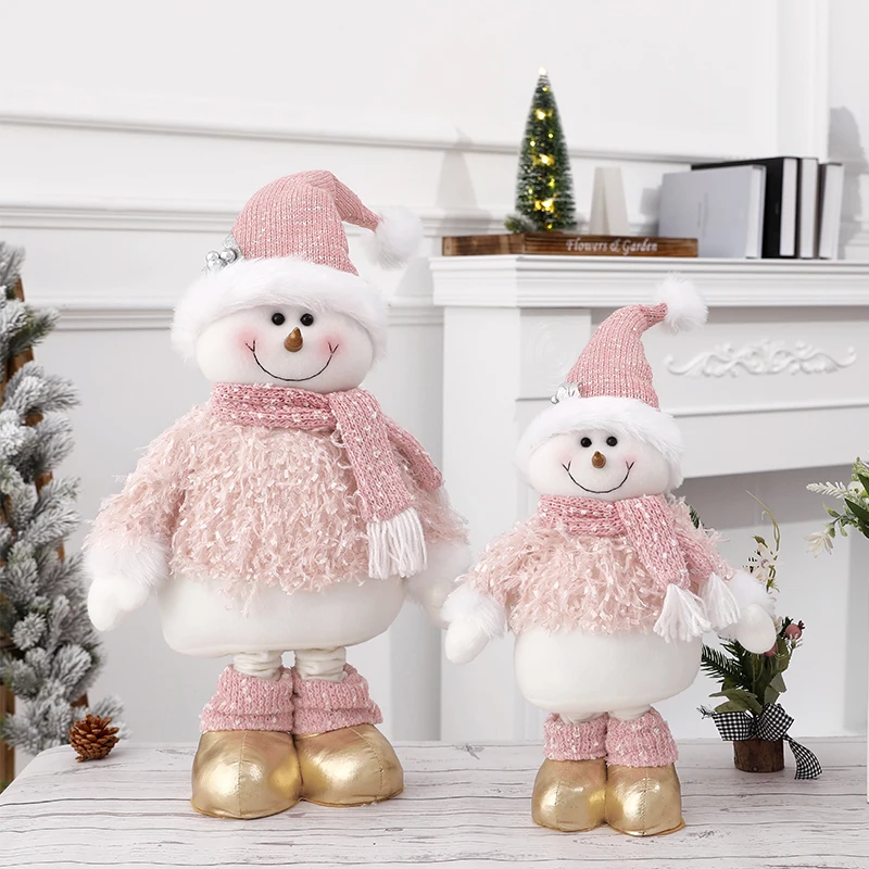 Big Size Pink Christmas Dolls Retractable Santa Claus Snowman