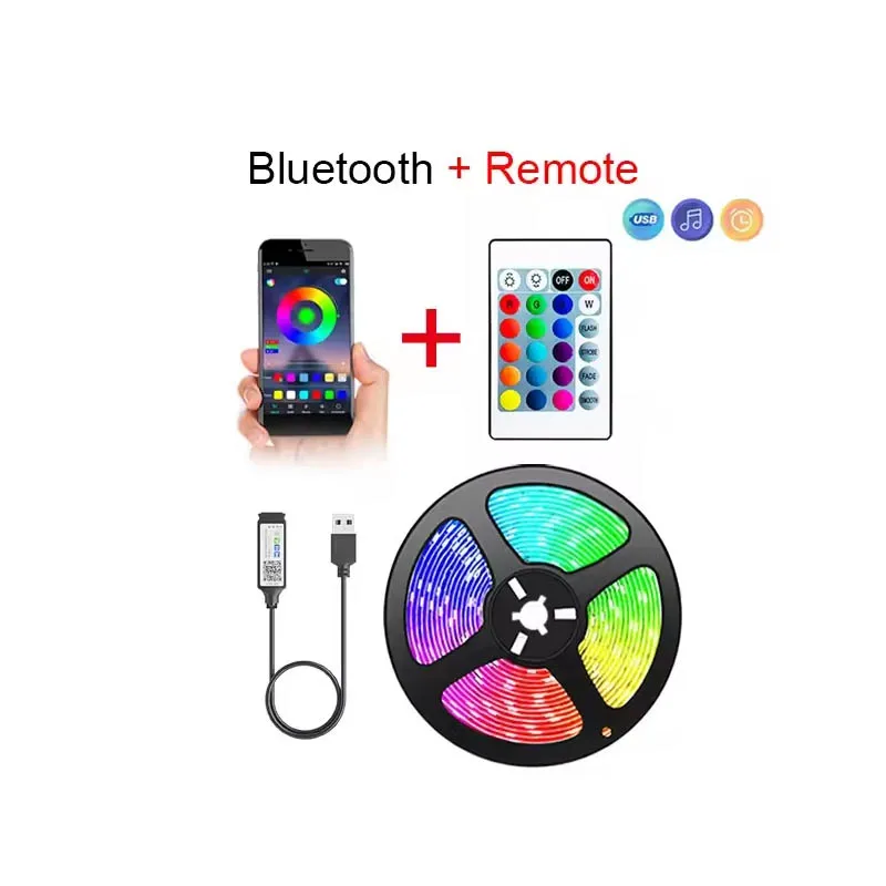 5V RGB 5050 LED-Lichtstreifen USB Infrarot-Fernbedienung Flexibles Lampenband Diode für Festival Party TV Schreibtisch Schlafzimmer