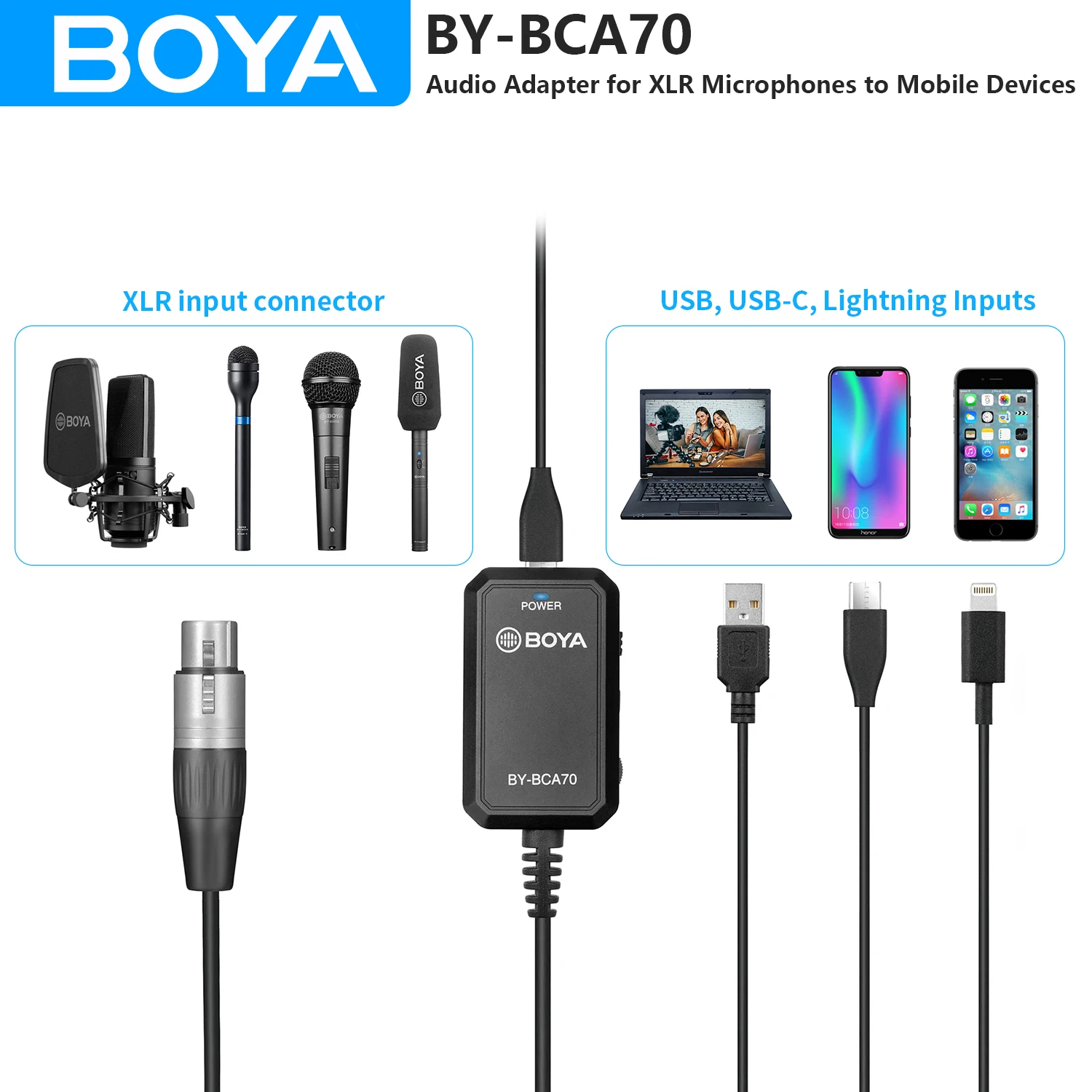 

BOYA BY-BCA70 6m XLR Audio Adapter for XLR Microphones to Mobile Devices for Home Studio Recording Podcast Vocal ENG Interview