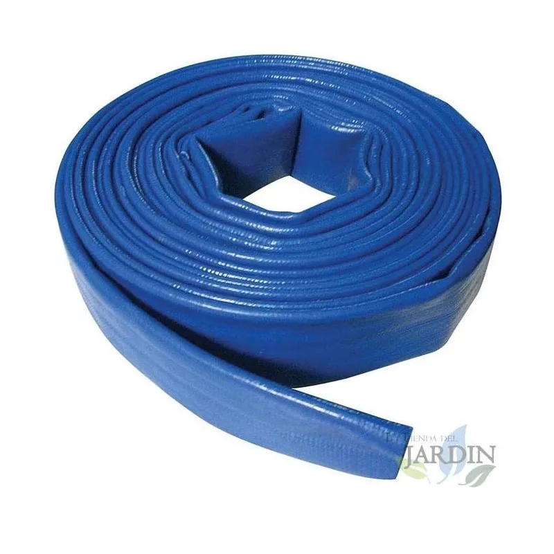 Flat hose 40mm 5 meters for water discharge, blue PVC polyester rubber
