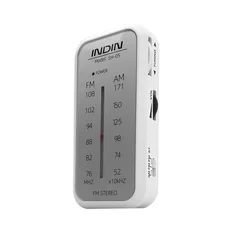 Ultra Slim Portable FM Stereo Radio Receiver with Sound Effects, Battery Powered (WHITE)