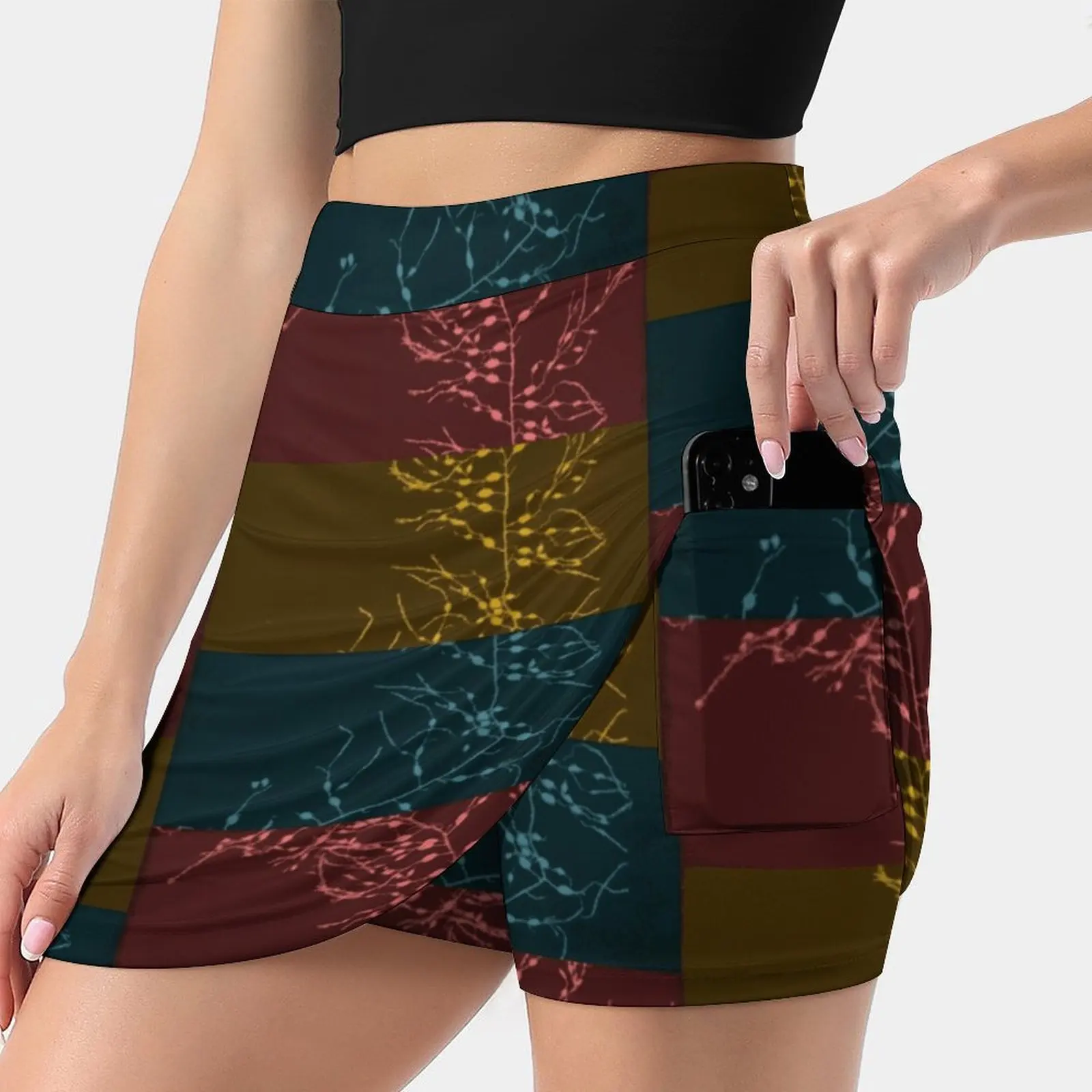 

Algae Multicolor Women Sports Skirt Tennis Golf Dance Fitness Running Yoga Skirts Algae Botanicals Nature Multi Color Design