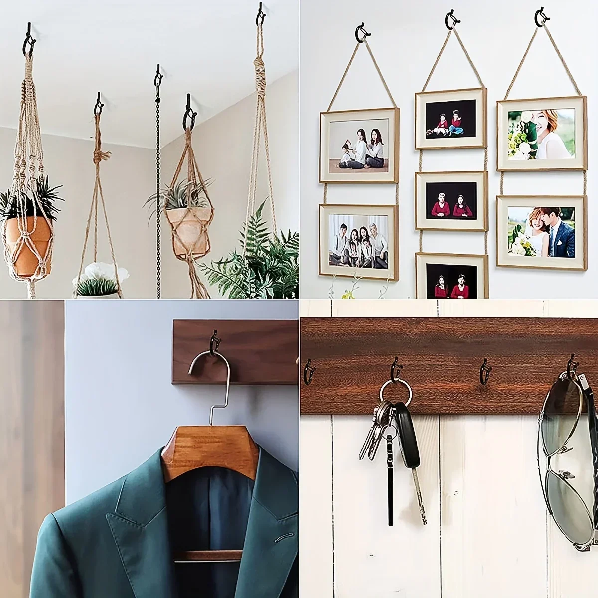 2/10PCS Q-Hanger Screw Hooks Hear Ceiling Hooks for Hanging Plant with Safety Buckle Stainless Steel Outdoor String Light