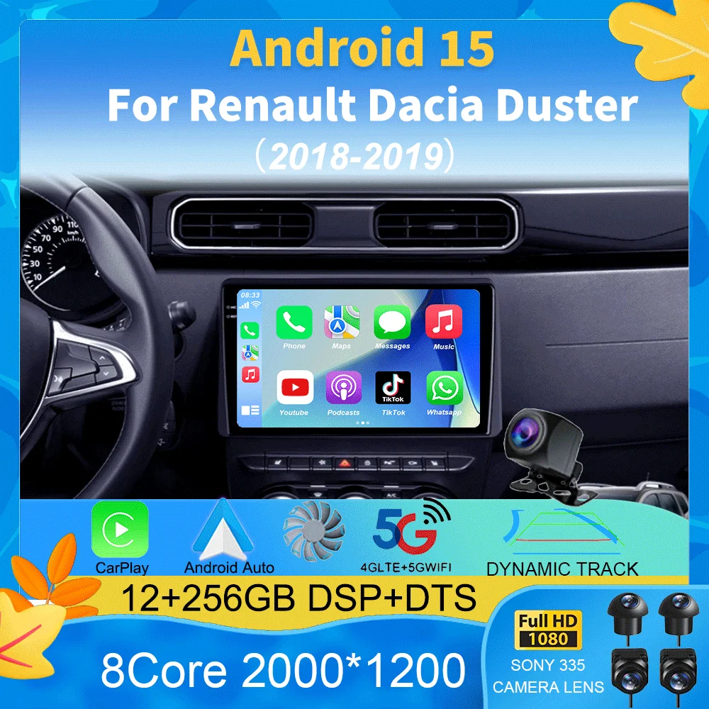 Para Renault Dacia Duster 2018 2019 ARKANA 2019 Android 15 Radio de coche reproductor Multimedia de vídeo Monitor navegación GPS unidad principal 1