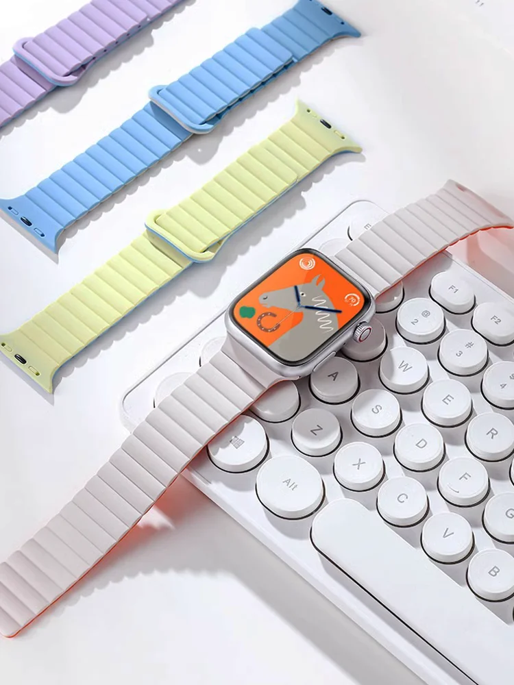 

Ремешок для Apple watch series 8 3 5 4 SE 6 7 Ultra 38 40 мм силиконовый магнитный браслет iWatch band 44 мм 45 мм 49 мм 41 мм 42 мм
