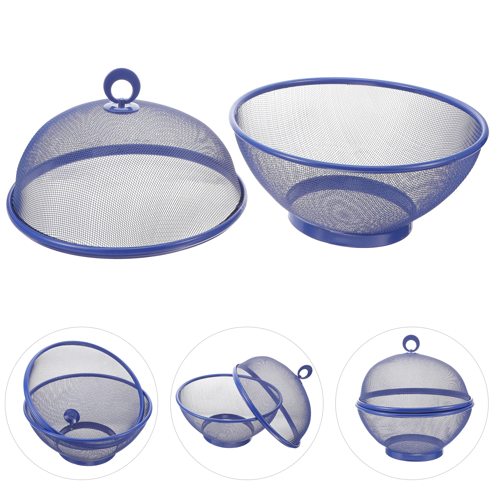 

Mesh Fruit Baskets Lids Metal Wire Washing Vegetable Baskets Food Strainer Holder Covered Fruit Bowl Sink Colander